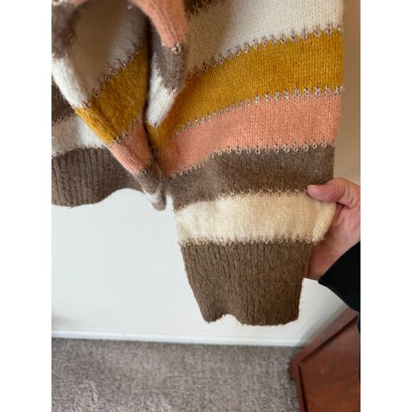 White Birch Sweater Womens 2X Multicolor Striped Knit Cozy Winter Drop Shoulder - Picture 3 of 8